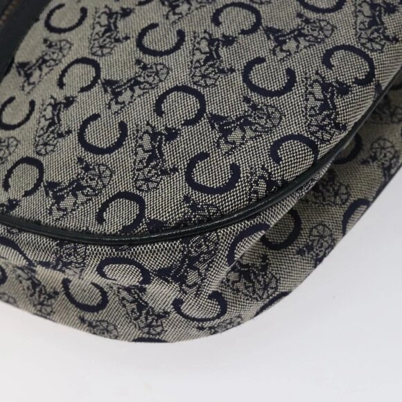 CELINE C Sulky Shoulder Bag Canvas Navy Gold Auth BA1890 - Picture 4 of 16